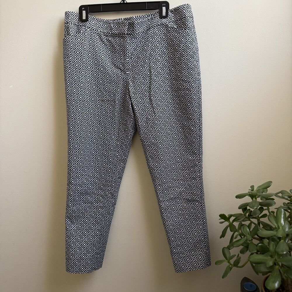 White House Black Market Pants Womens 14 The Slim Ankle Black White Office WHBM